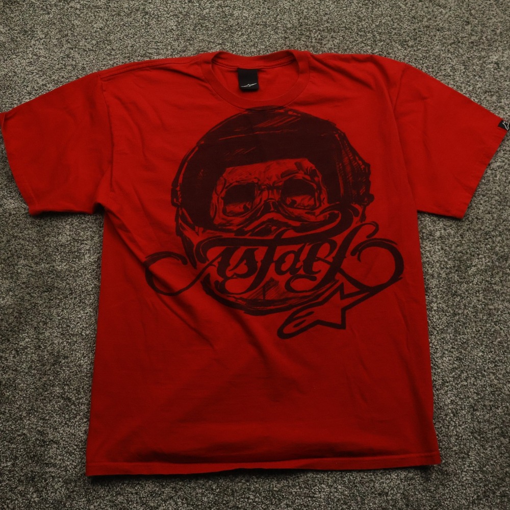 Alpinestars Graphic T-Shirt Men's L Red‎ Skull Motocross Racing Tee vintage y2k